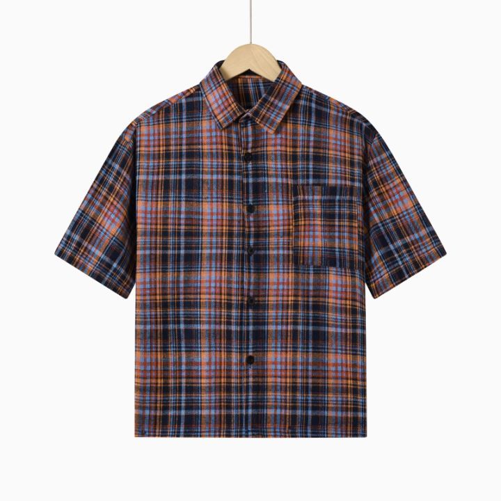 AS MANNERED Boxy Shirt for Men Cropped Polo Box Fit Plaid/Checkered ...