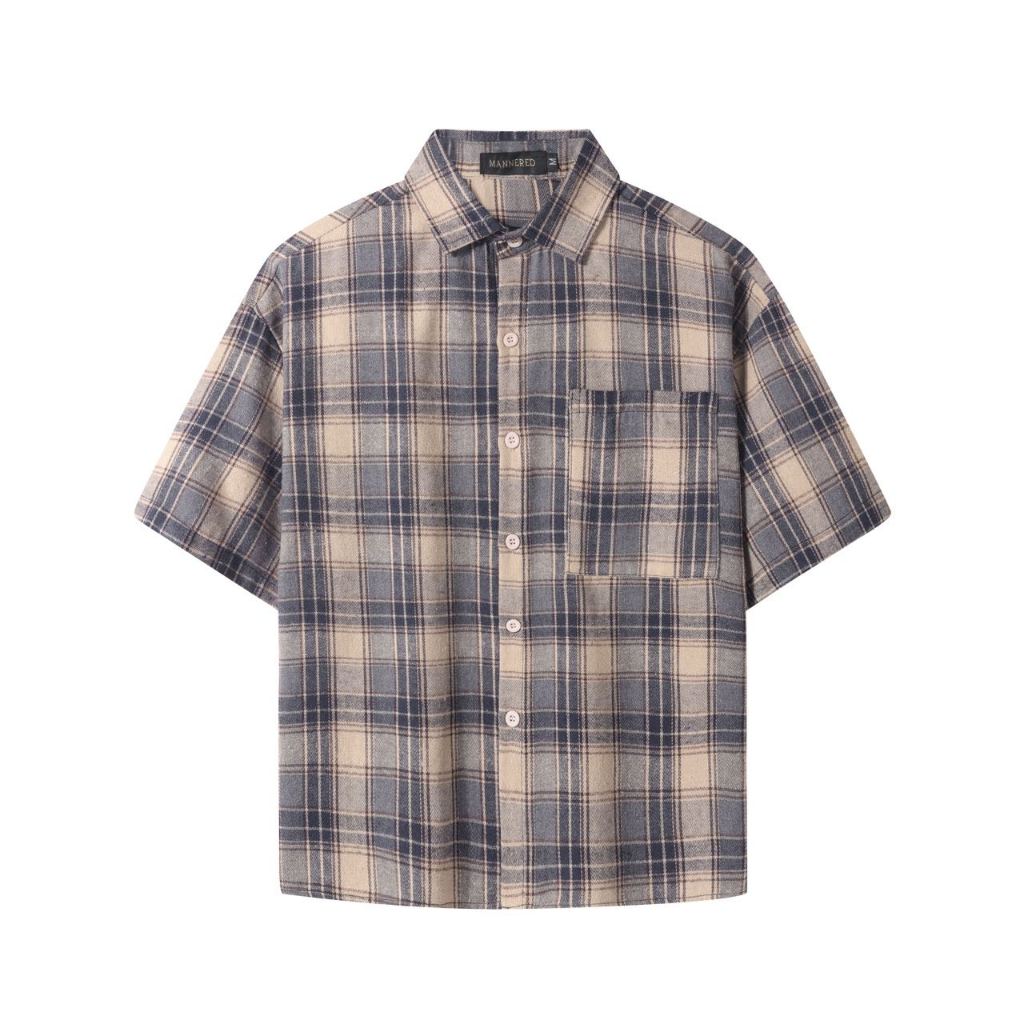 AS MANNERED Boxy Shirt for Men Cropped Polo Box Fit Plaid/Checkered ...