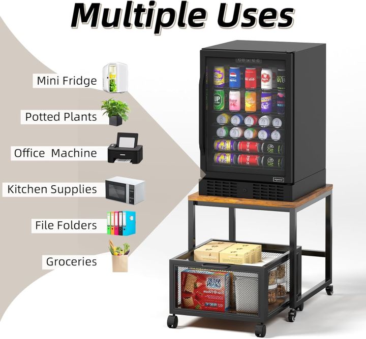 Refrigerator Rack Stand With Drawer Mini Fridge Stand With Wheels ...