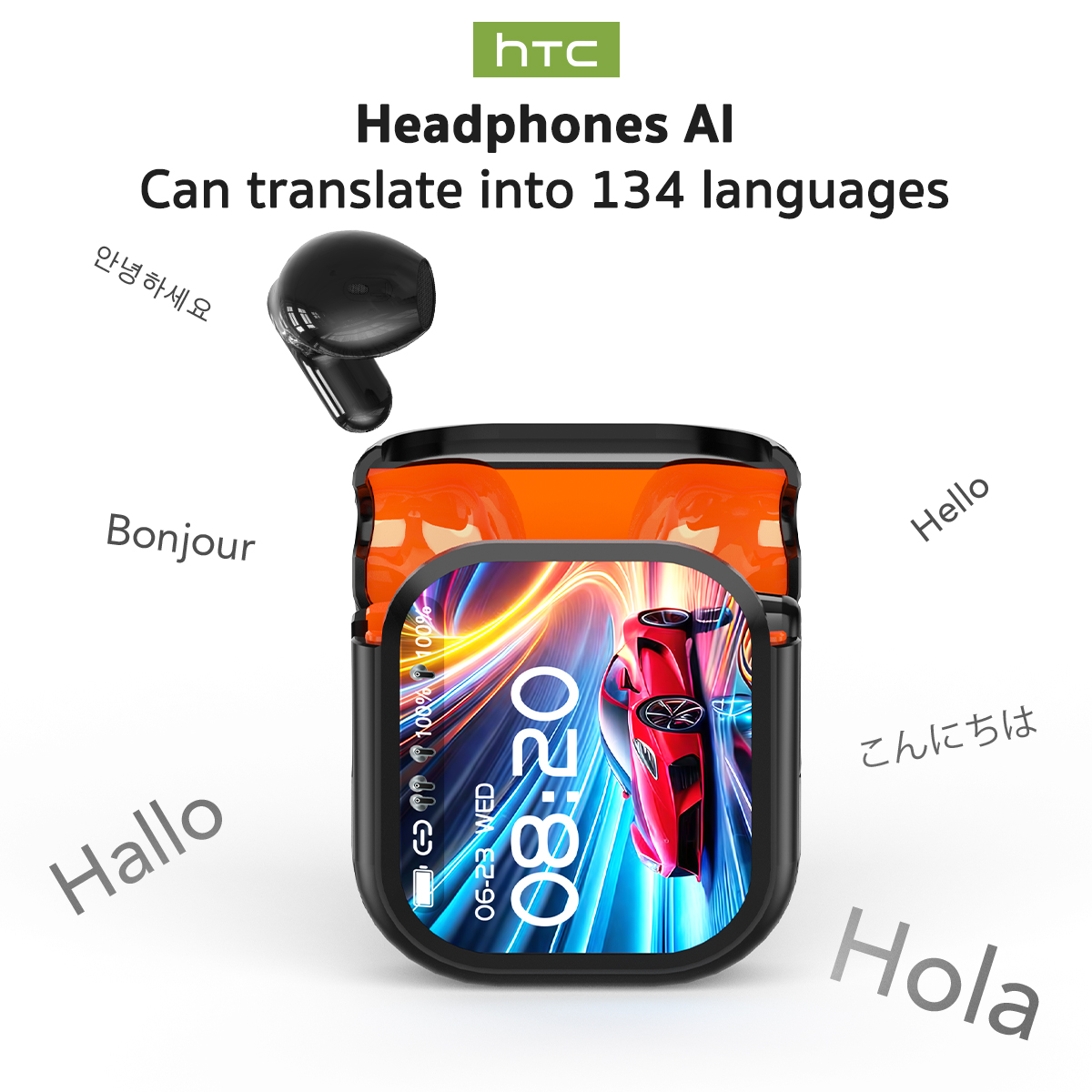 HTC NE20 AI Translation Earphones LED HIFI Wireless Bluetooth Earphones ...