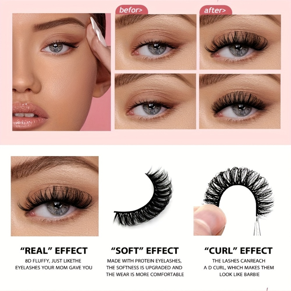 20 pairs of DD curl, faux lashes, natural strip shape, eyelash curler ...