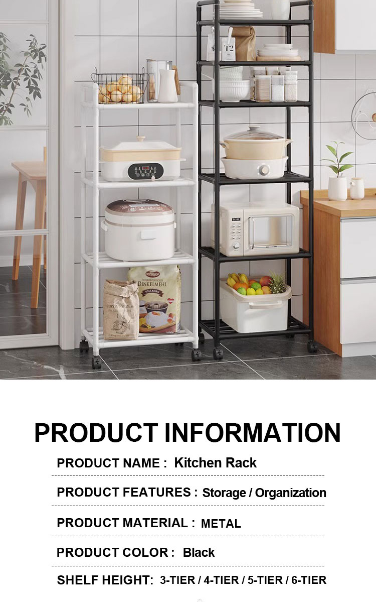 3/4/5/6 Layer Adjustable kitchen shelf rack Microwave Shelf & Pot Pan ...