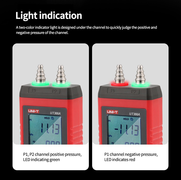 UNI-T UT366A Digital Manometer P1/P2 Gauge Pressure Differential ...