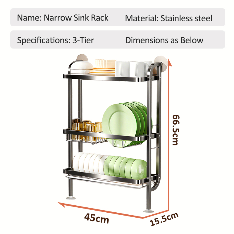 SimpleJoy Stainless Steel Wall Dish Rack with Drainer 3 Tiers Sink Side ...