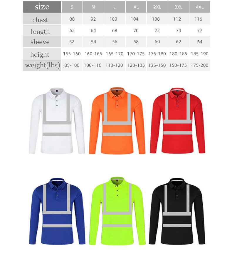Hi Vis Safety Work Polo Shirt Reflective Construction Shirts for Men ...