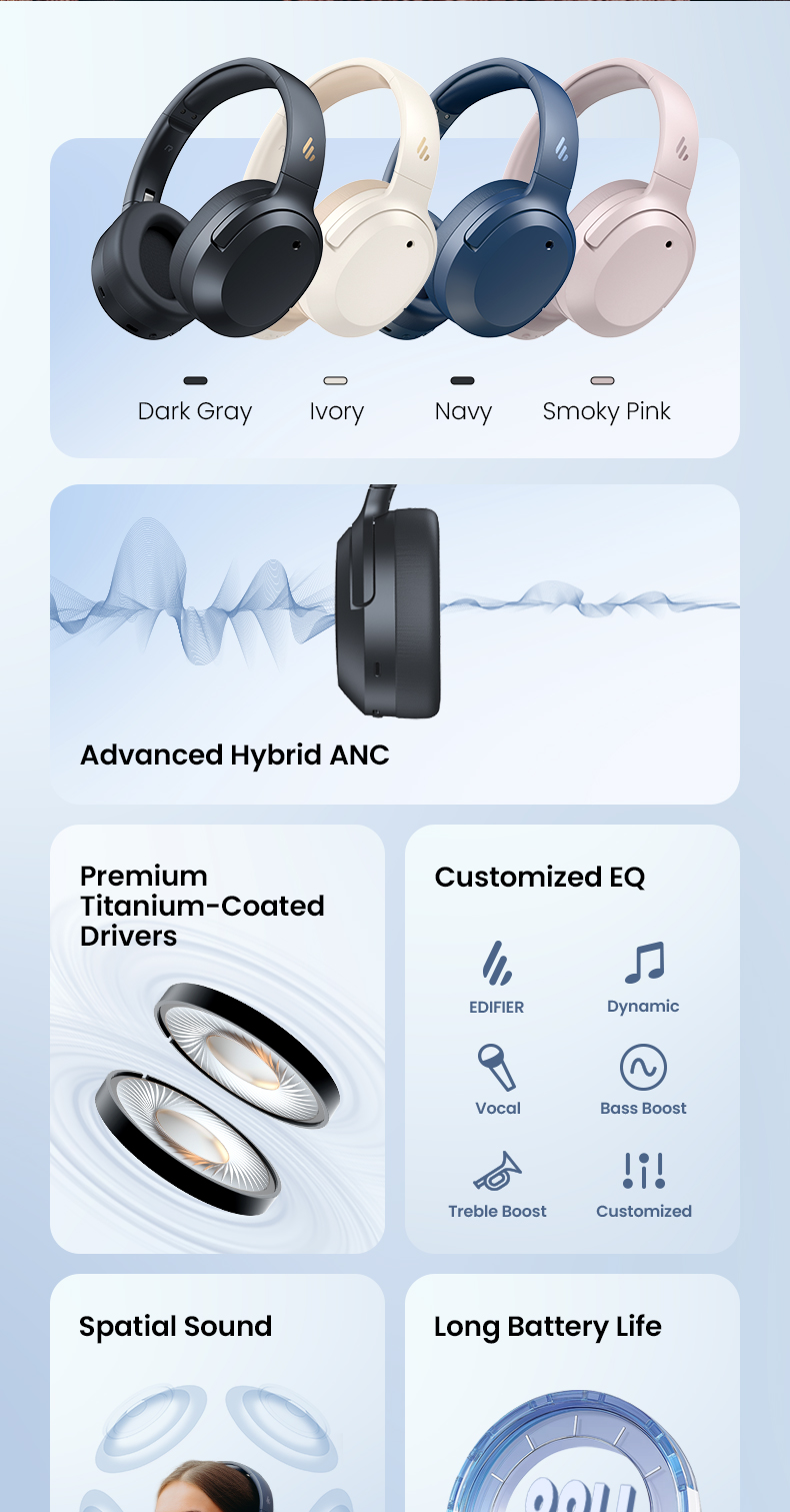 EDIFIER W820NB Plus Gen 2 -49dB Hybrid Active Noise Cancelling ...