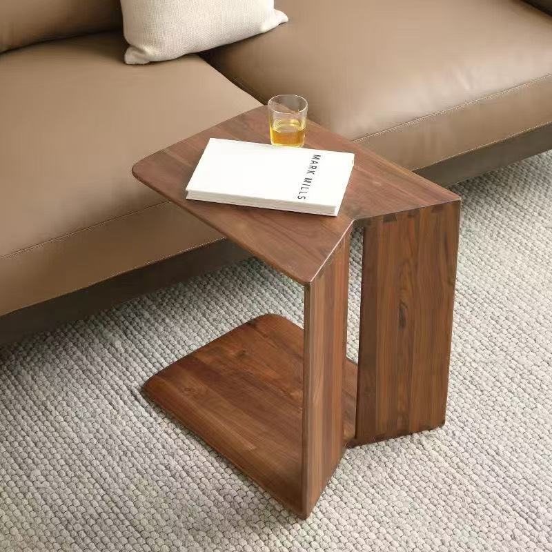 Italian Simple Household Living Room Sofa Side Table All White Wax Wood ...