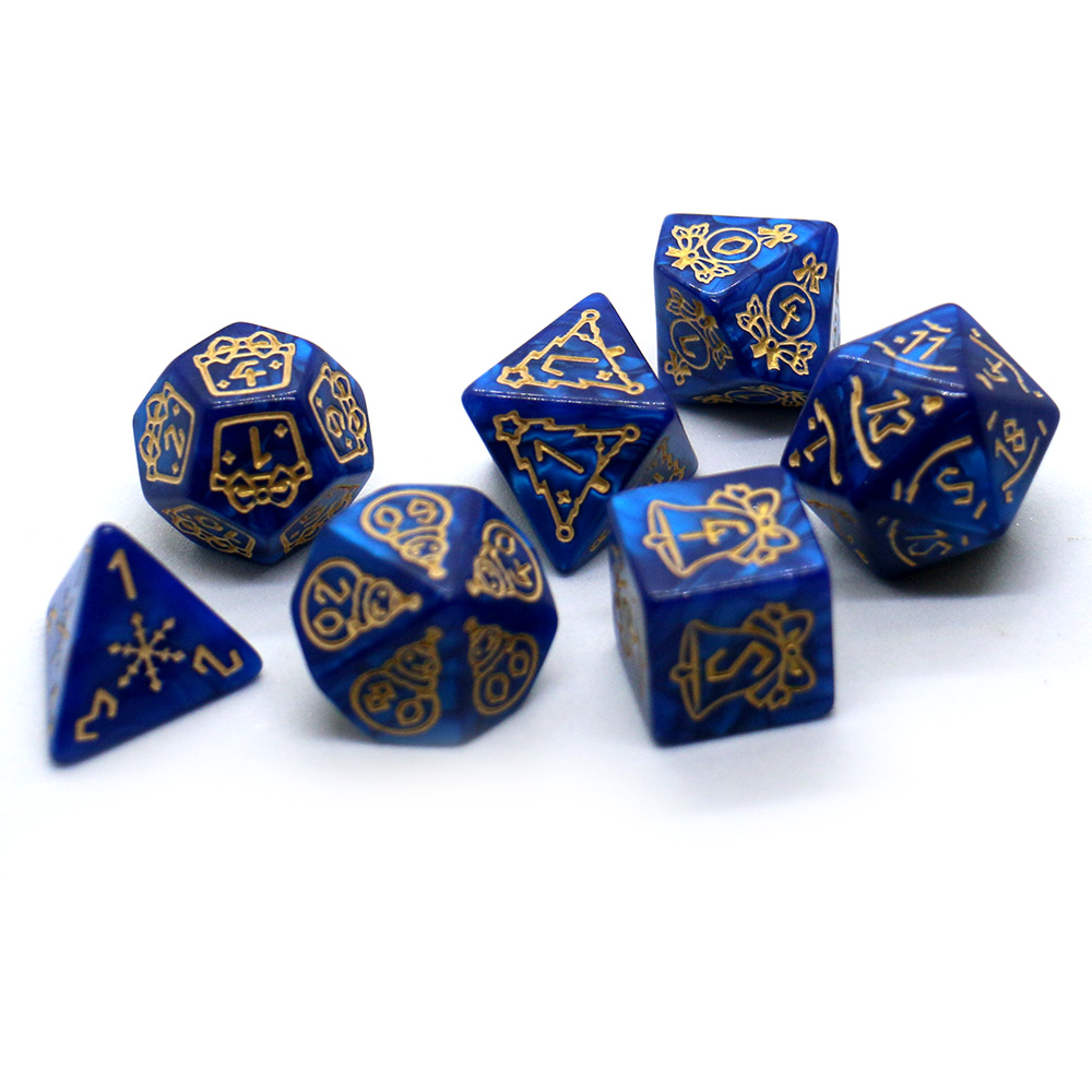 7-PCS Christmas Pattern Dice Set, Multi sided D4 D6 D8 D10 D12 D20 ...