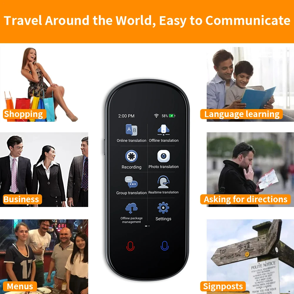 2025 New AI Smart Voice Translator 138 Languages Portable Support WiFi ...