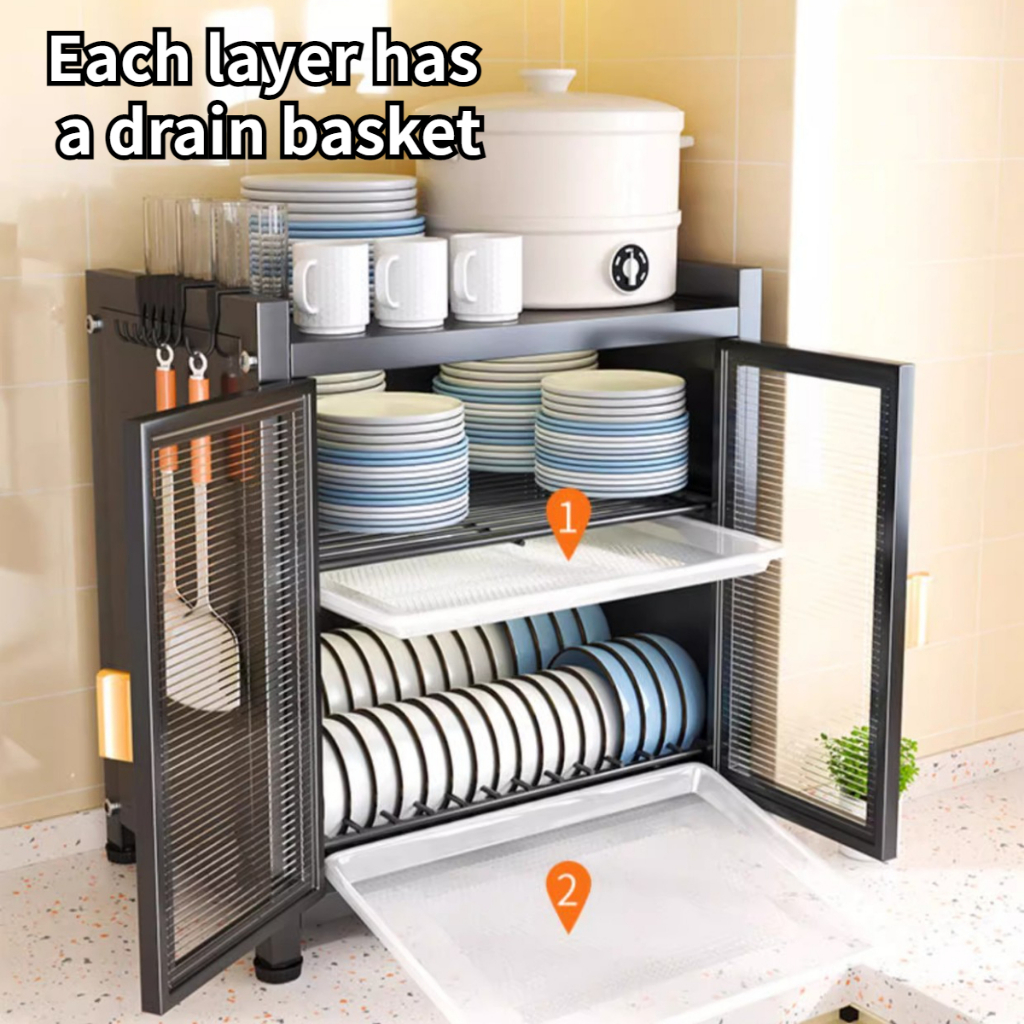 STARLIGHT Kitchen Multi-Function Countertop Dish Storage Rack Dustproof ...