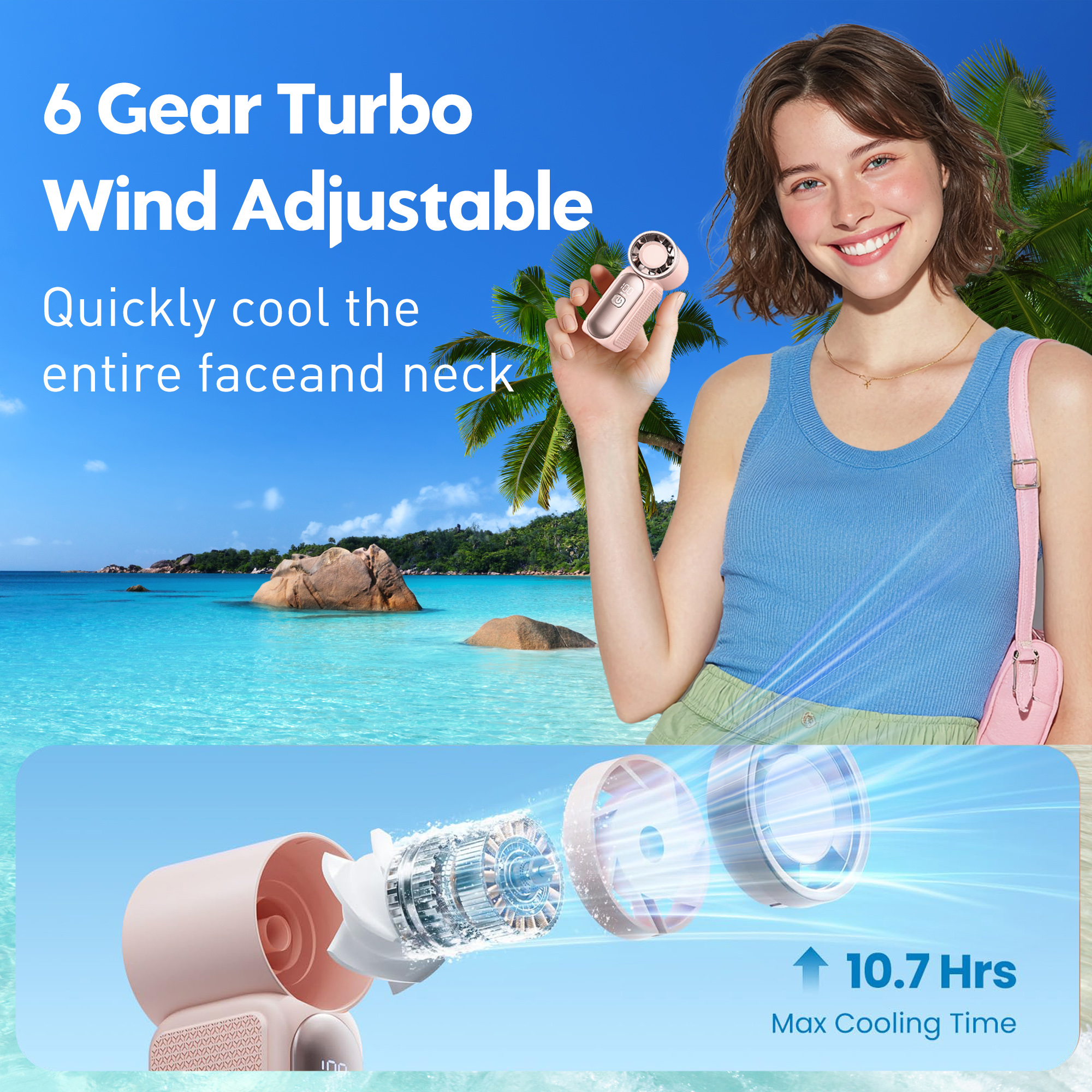 Smallest Fan (2025 New) 3600mAh Portable Mini Handheld Turbo Fan 3.5 ...