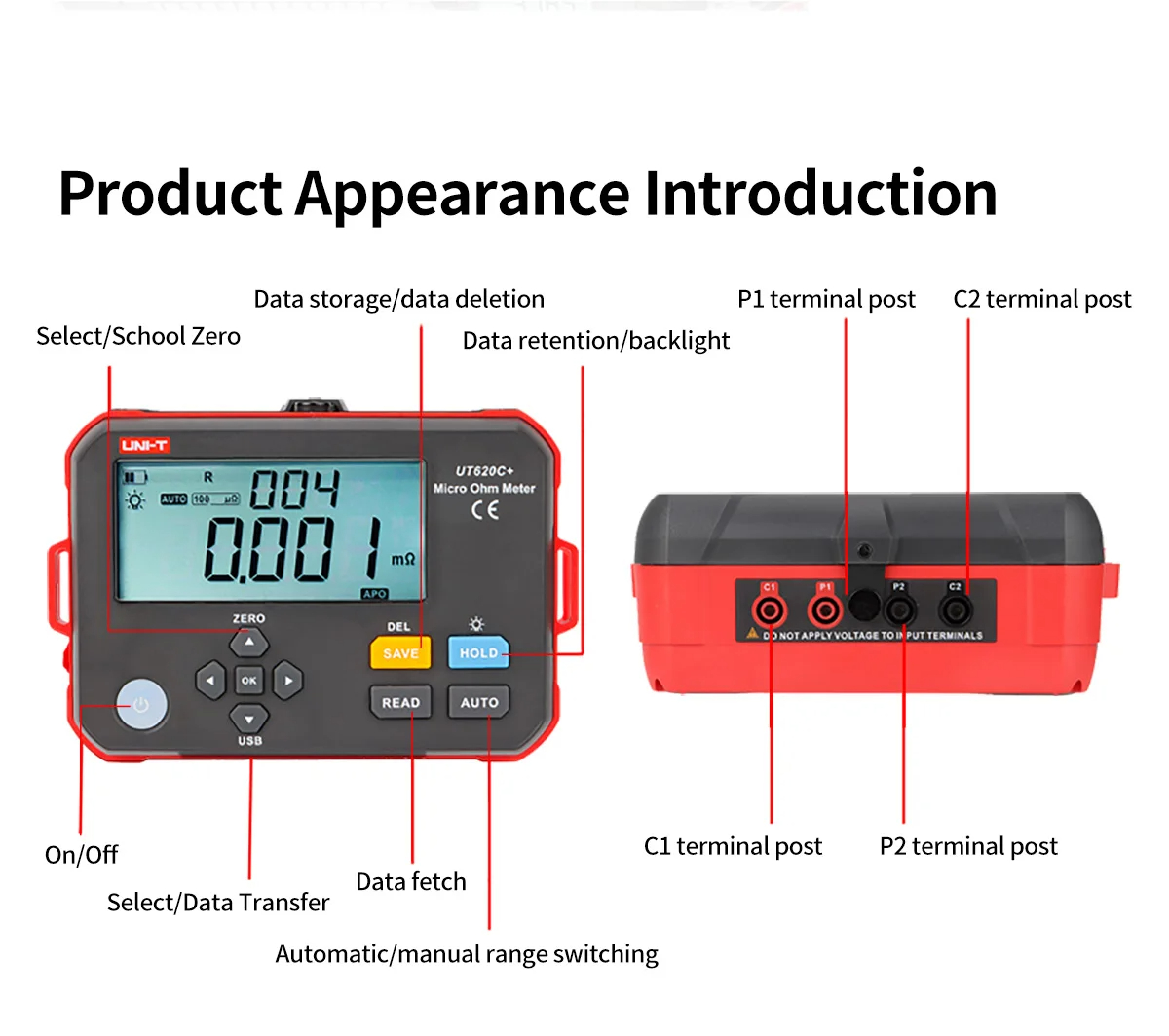 UNI-T Micro Ohm Meter UT620C+ 0.001mΩ～300.0KΩ Digital DC Low Resistance ...