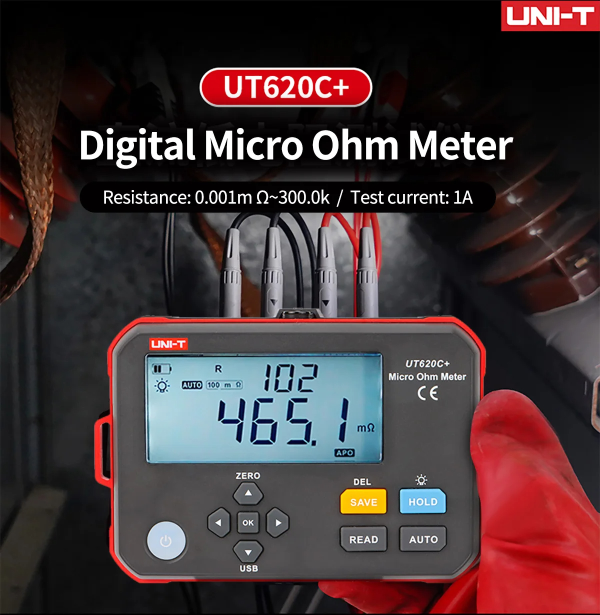 UNI-T Micro Ohm Meter UT620C+ 0.001mΩ～300.0KΩ Digital DC Low Resistance ...