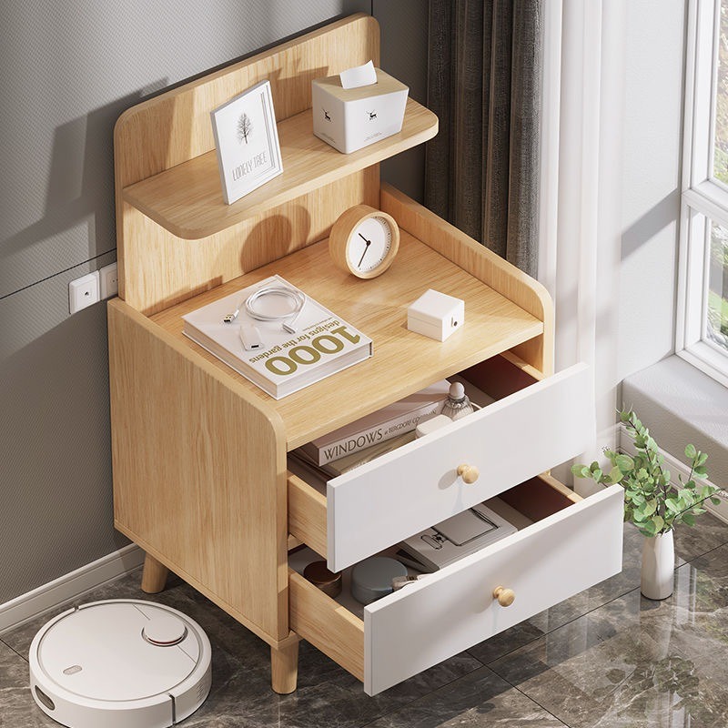 Wooden Bedside Table Wipe Clean Modern Simple Style Bedside Table Side ...