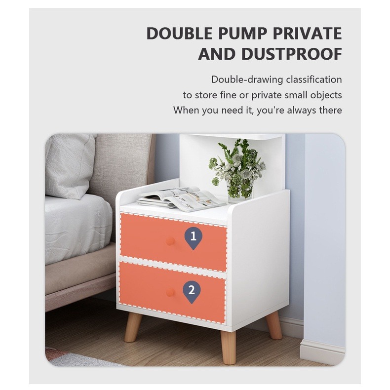 Wooden Bedside Table Wipe Clean Modern Simple Style Bedside Table Side ...
