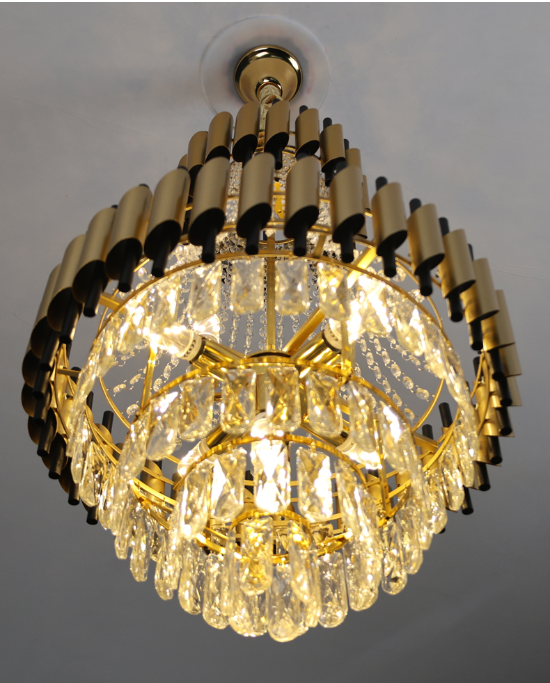 GOGEOUS Gold Crystal Chandelier Modern Design Tricolors Chanderlier ...