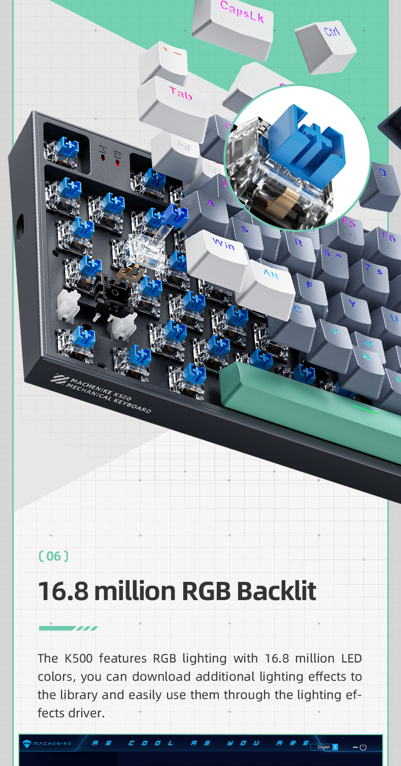 Machenike K500 Series Wired Mechanical Keyboard, Hot-swappable RGB/LED ...