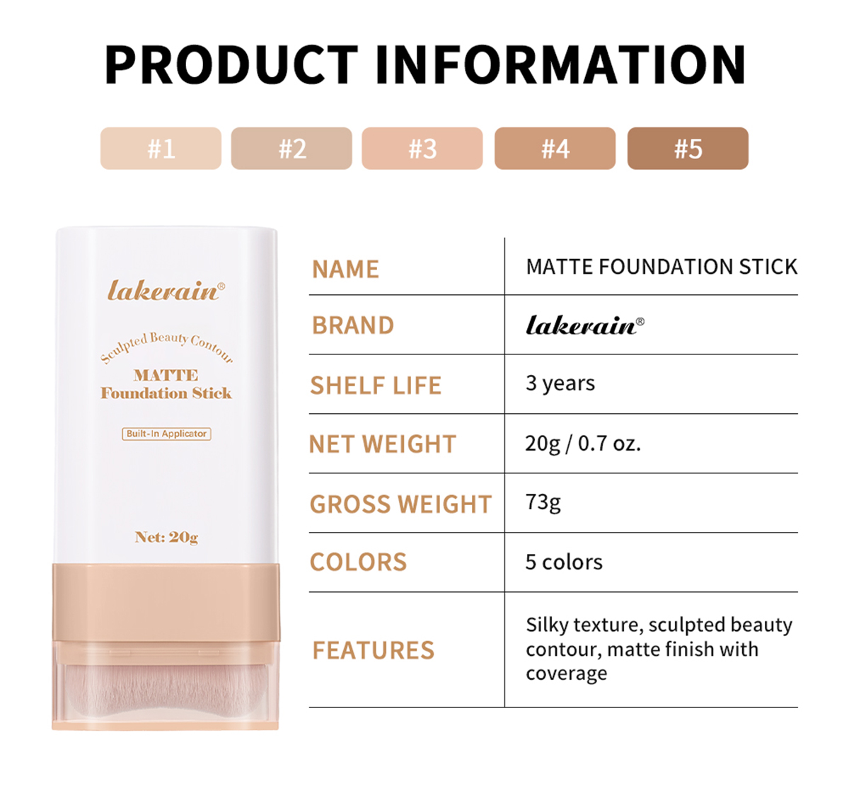 Lakerain Multi-Use Foundation Stick Makeup With Built-In Brush,Flawless ...