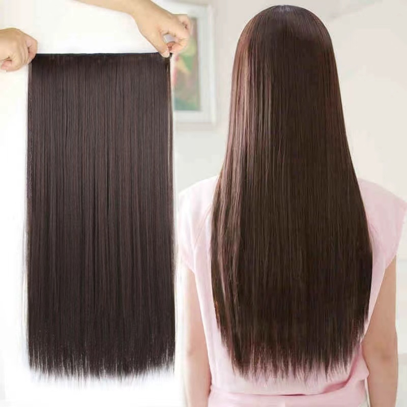 【COD】60CM Hair Wigs Long Straight Wig Hair Invisible Seamless One-piece ...
