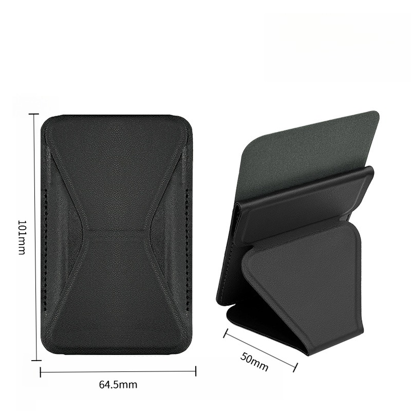 Magnetic Leather Phone Stand Foldable Card Holder Self-Adhesive Back ...