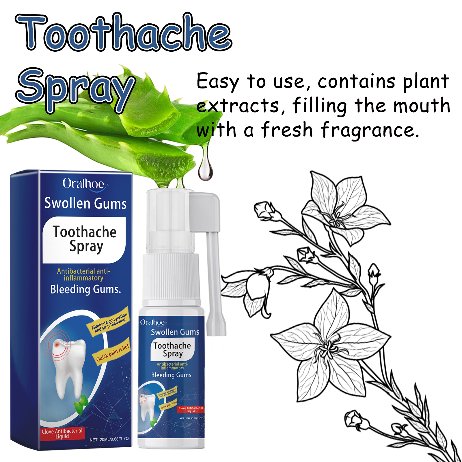 Oralhoe Toothache Spray Relieves Gum Pain Inflammation Care For Teeth ...