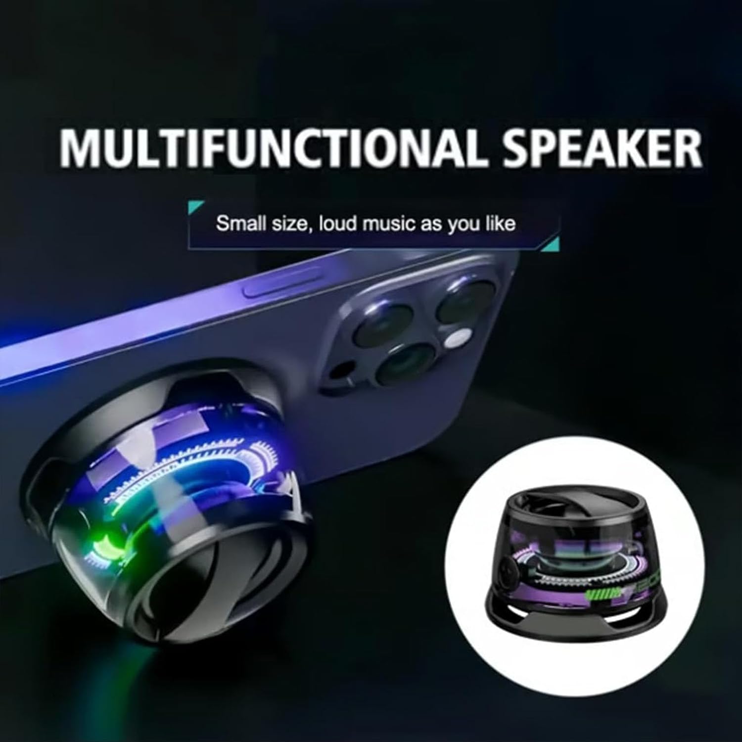 G200 Mini Magnetic Bluetooth Speaker With RGB Lights & Phone Holder - Portable Wireless Speaker 3 thumbnail image