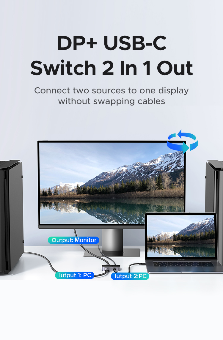 UGREEN 8K60Hz DP+USB C 2 in 1 Out Switch One-click Switch Fast ...