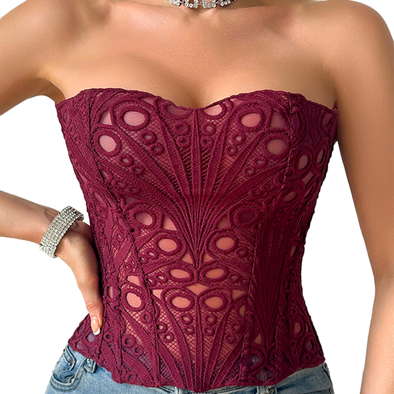 WECHERY Women Corset Top Floral Pattern Body Shaper Sleeveless Off ...