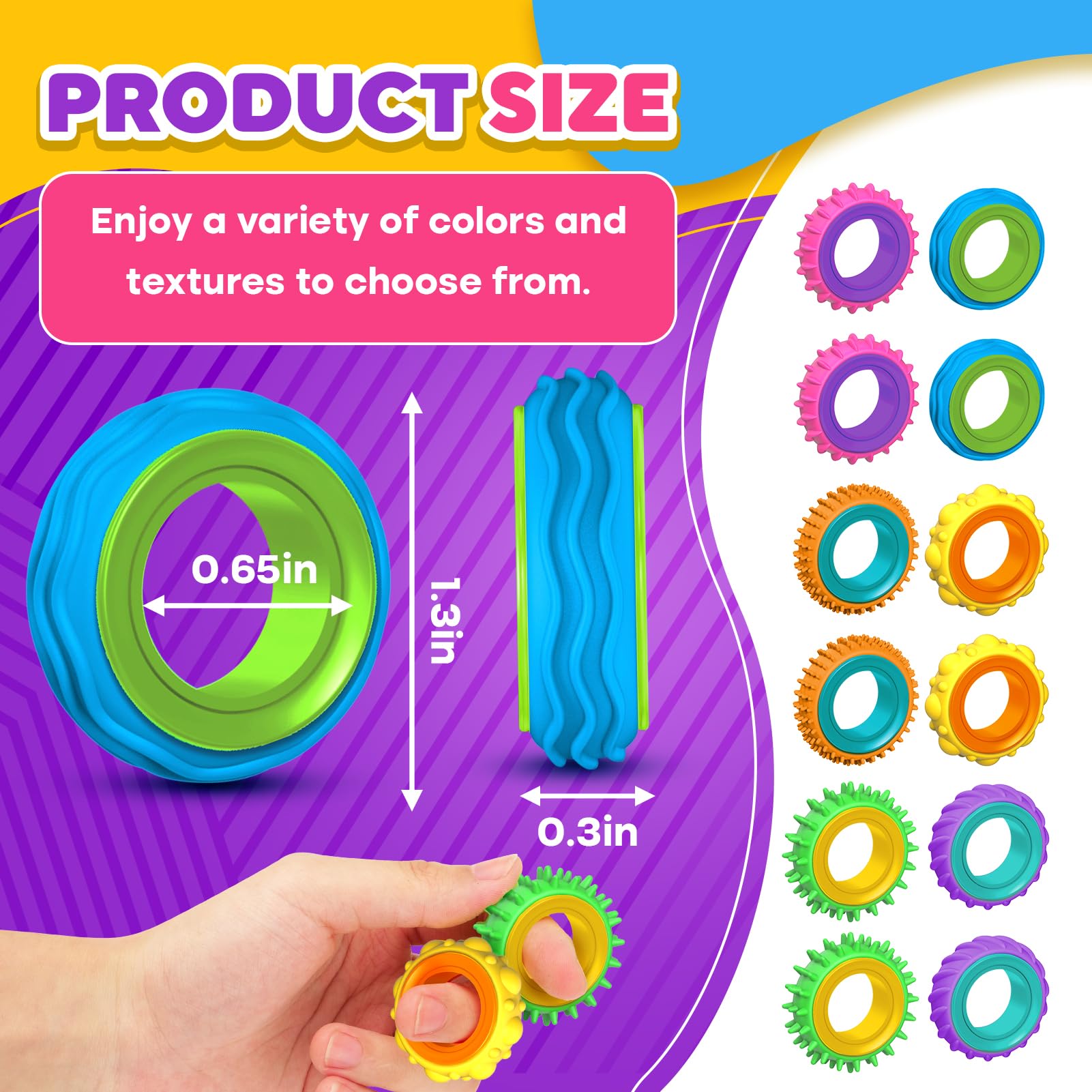 Fidget Toys Sensory Rings for Kids: 18 Pack Finger Spinner Rings ...