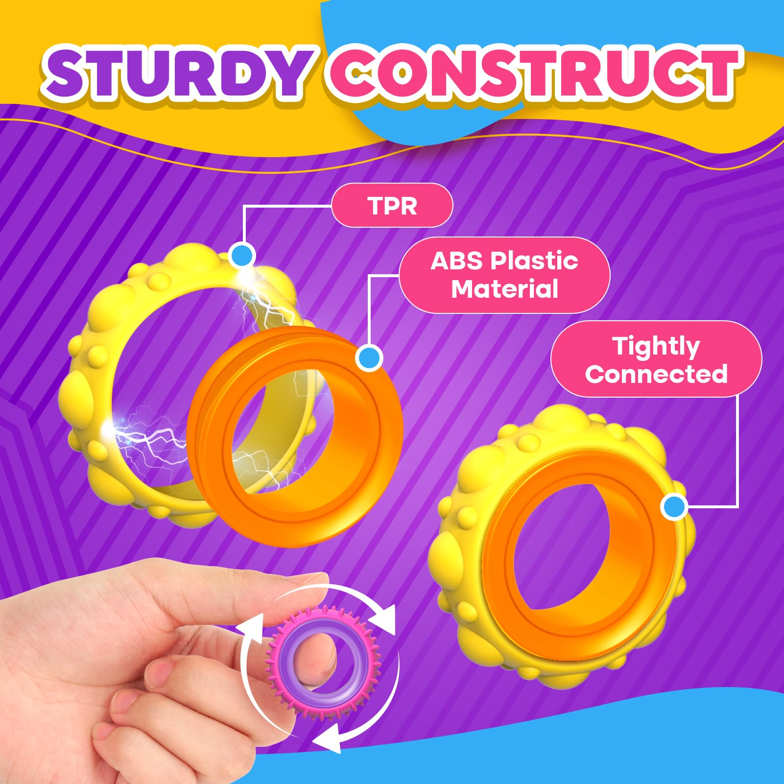 Fidget Toys Sensory Rings for Kids: 18 Pack Finger Spinner Rings ...