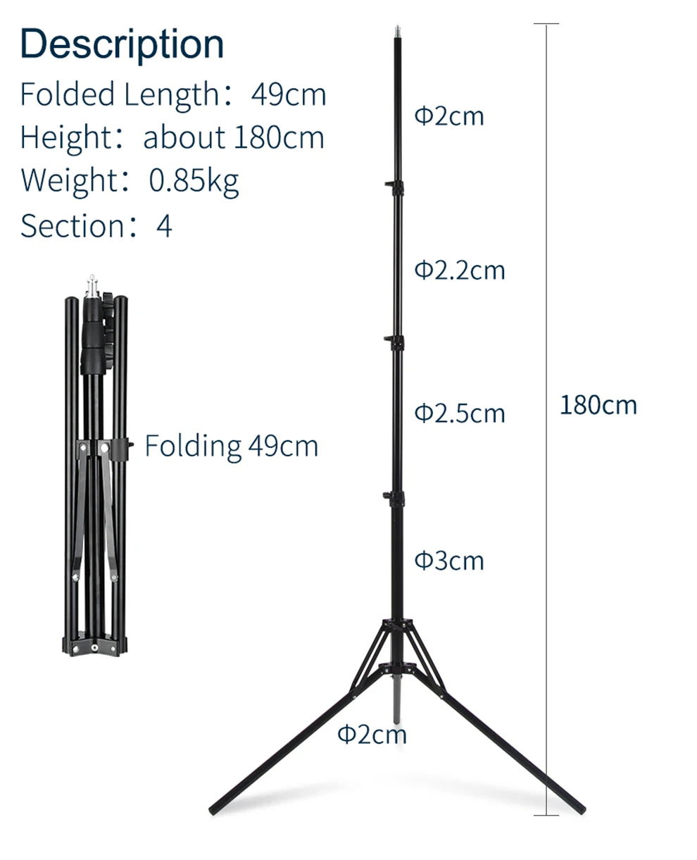 Reverse Fold 4 Section Light Stand 180cm for Studio Flash,Portable ...
