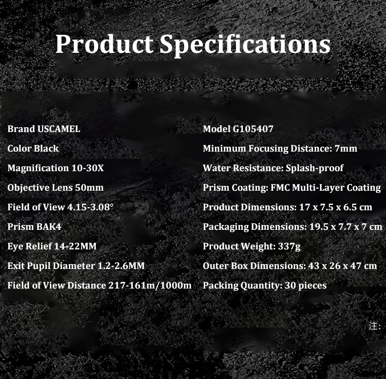 10-30X Monocular Telescope Variable Magnification Large Aperture High ...