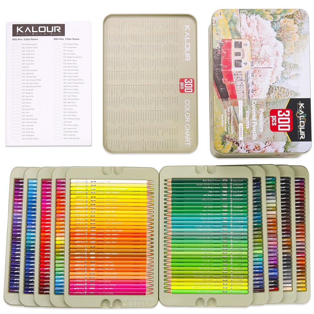 KALOUR 300 Color Oil-based Colored Pencil Set Professional Painting ...