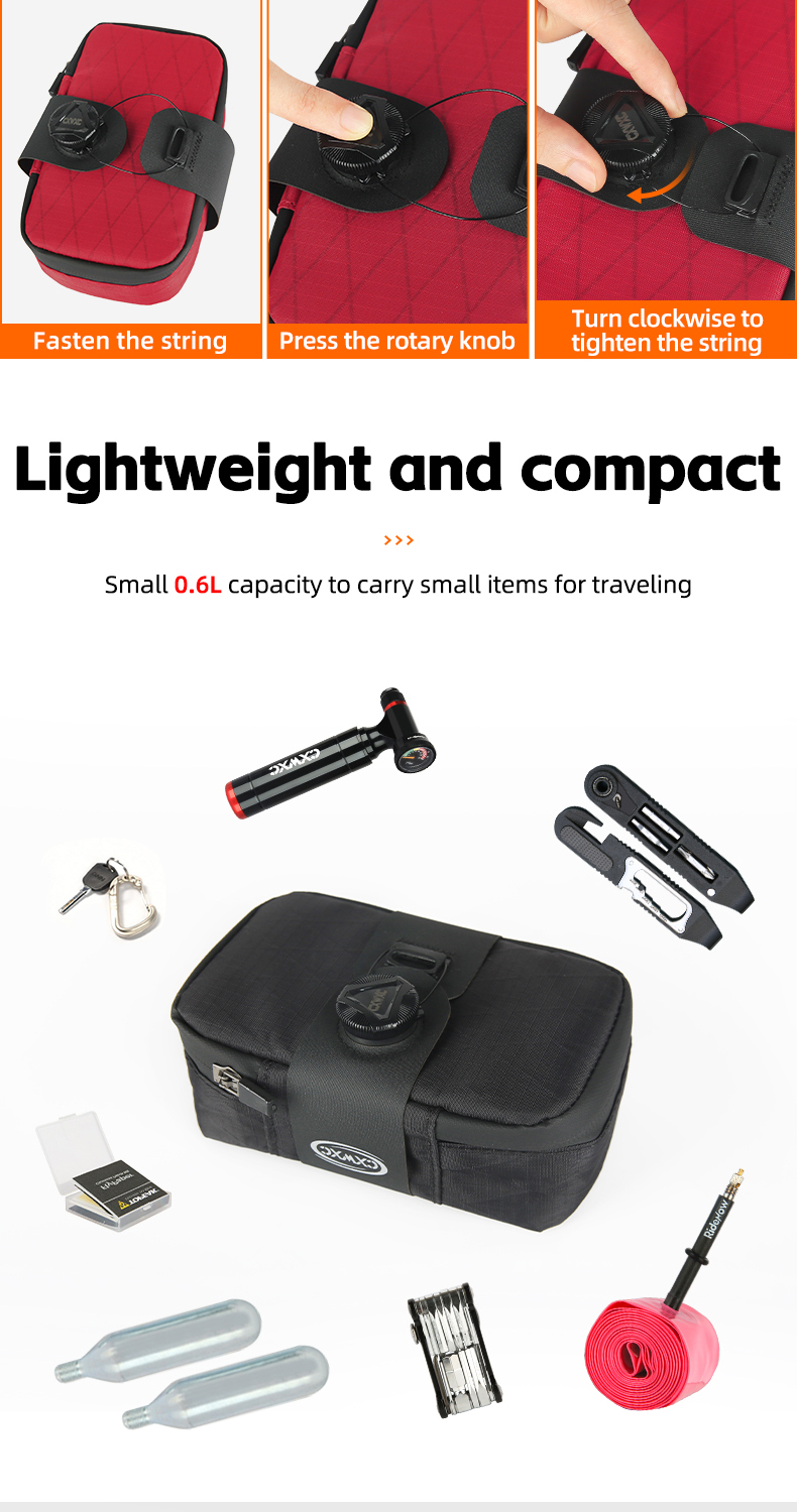 CXWXC Mini Bicycle Saddle Bag BOA System 0.6L Lightweight Small MTB ...