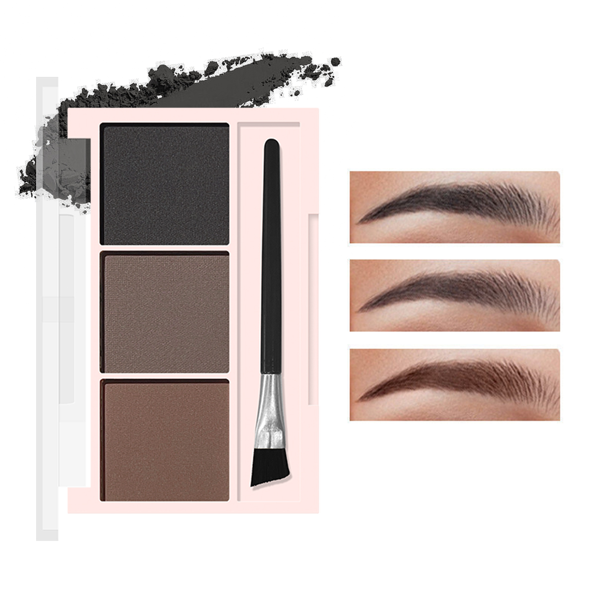 3D Brow Powder Kit - 3 Colors, Smudgeproof, Includes Brush, All Skin ...