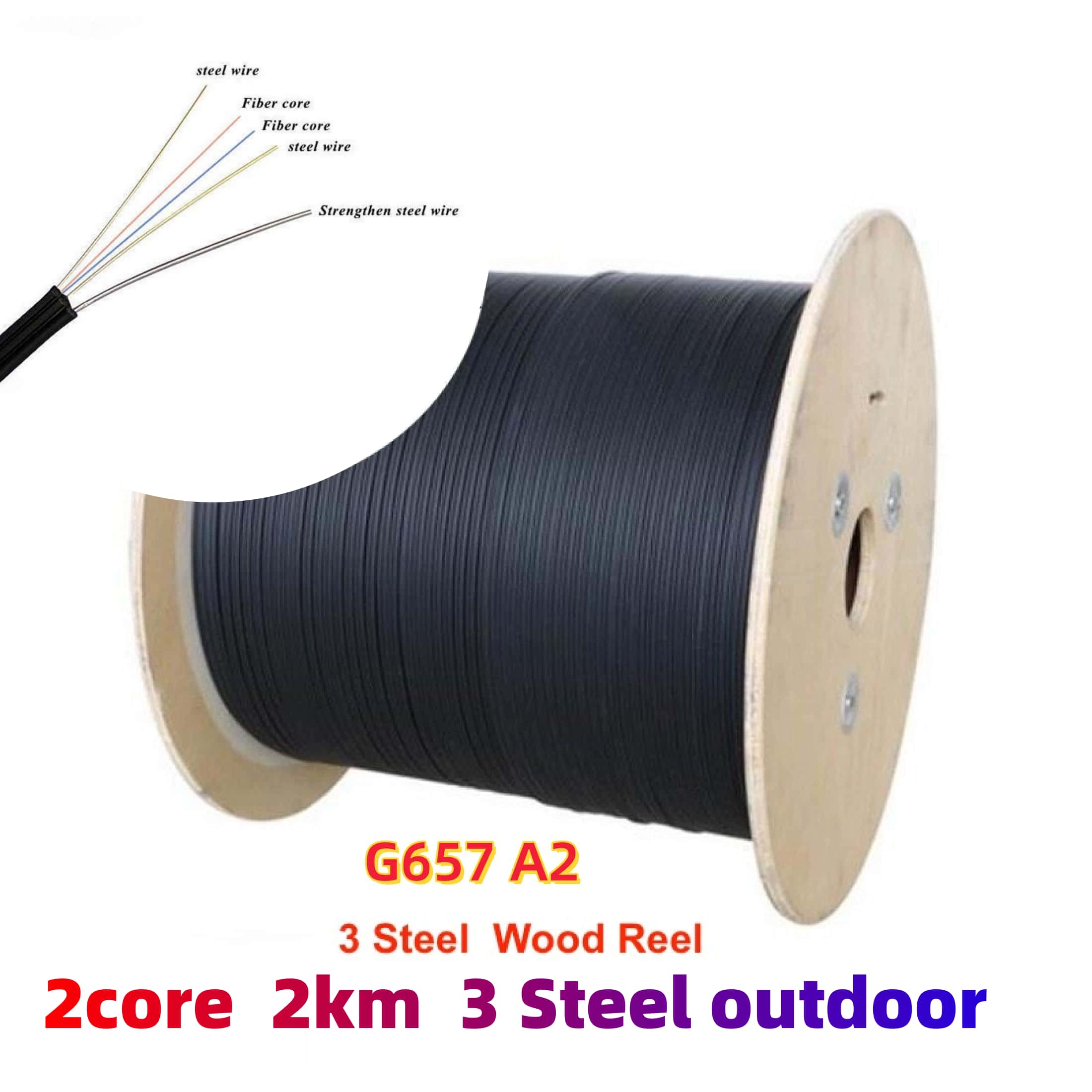 [Enough length] FIBER OPTIC CABLE 1KM 2KM 1CORE 2CORE 4CORE 3STEEL ...