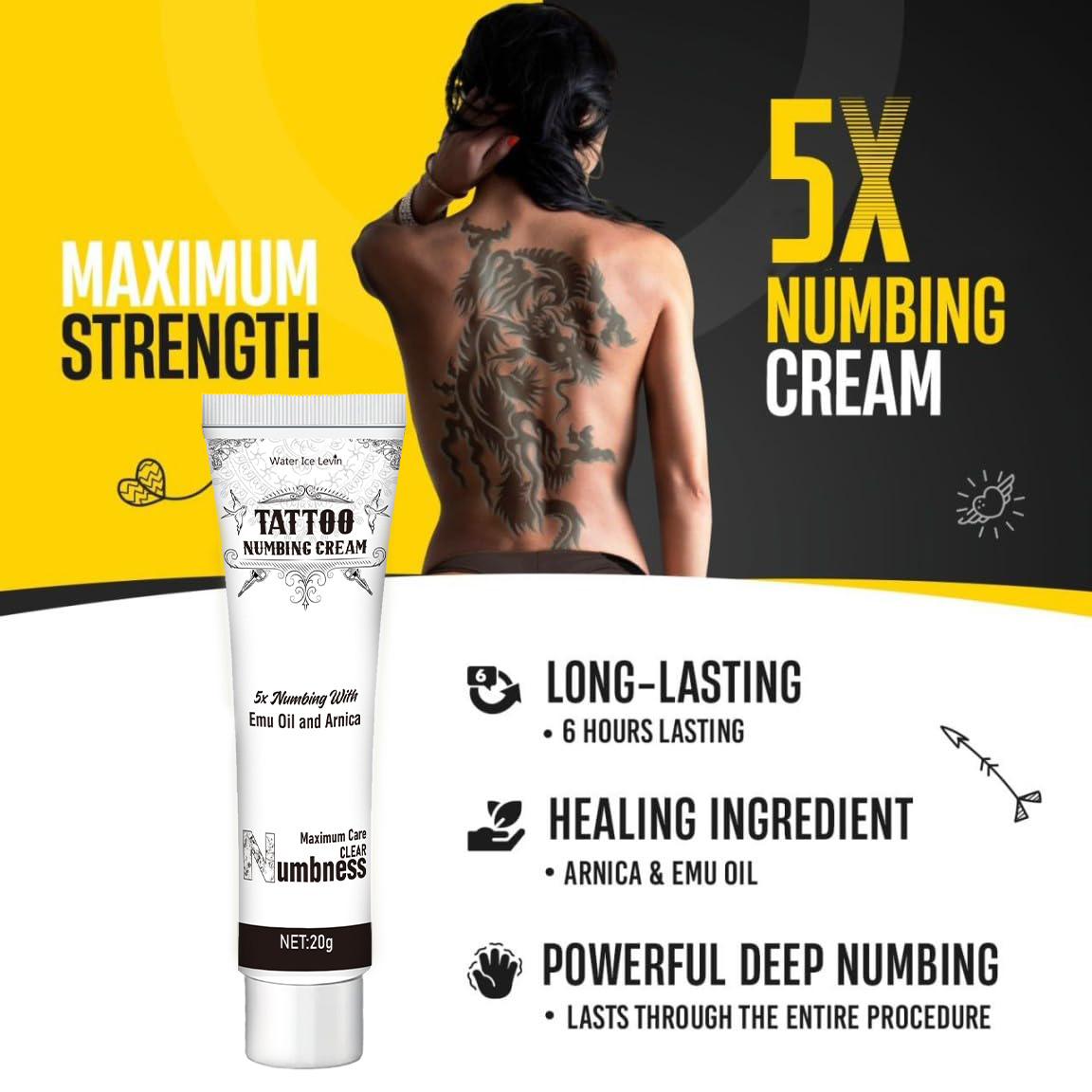 Maximum Strength Numbing Cream: Long-lasting numbing with 5x ...