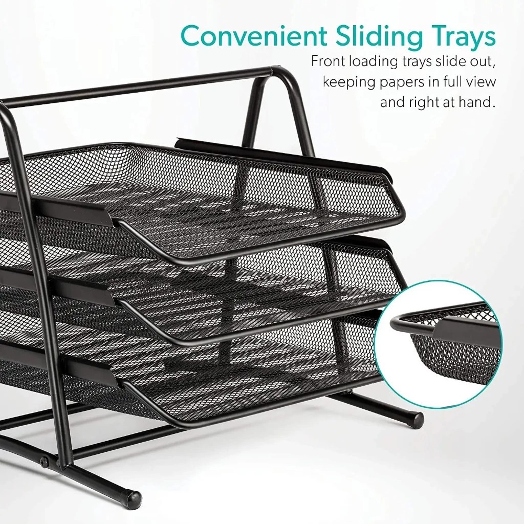 TSOY 2/3/4/5 Tier File Rack Metal Mesh Letter File Organizer Office ...