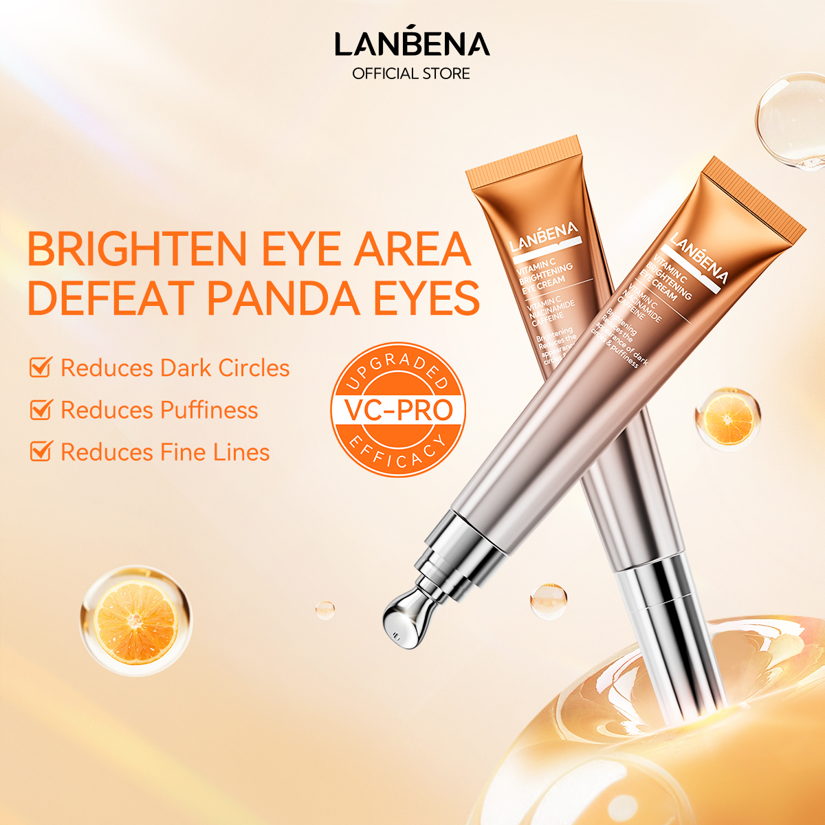 LANBENA Vitamin C Eye Cream Brightening Fading Dark Circles Lines Anti ...