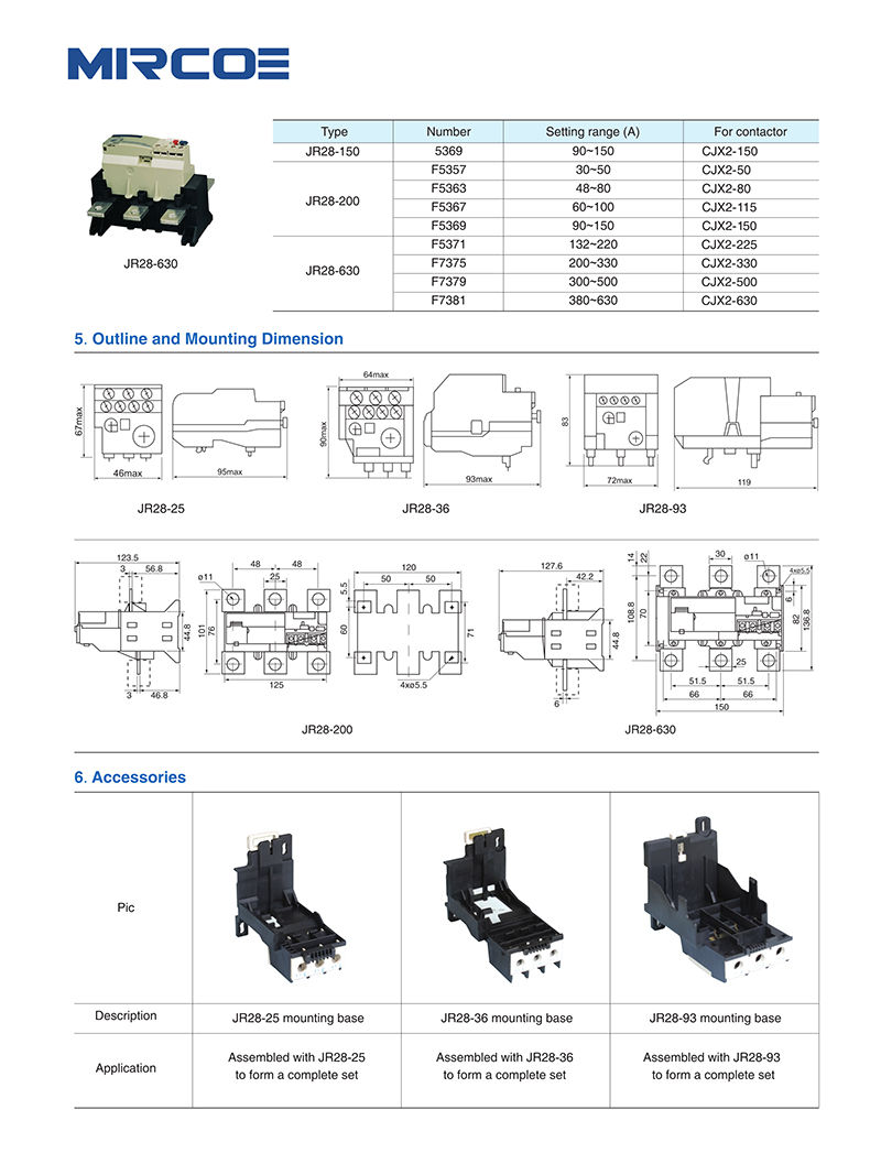 Thermal Overload Relay JR28(LR2-D) for AC Contactor CJX2(LC1-D) LR2-D13 ...