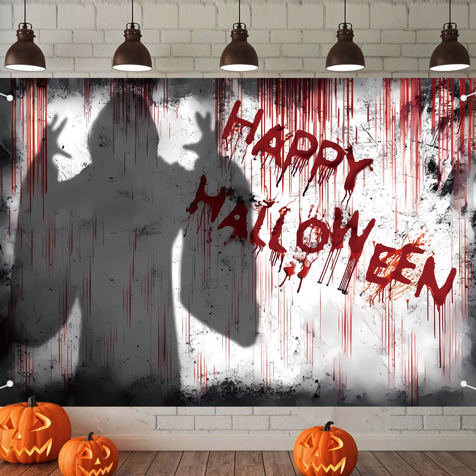 Bloody Halloween Backdrop Fabric Dripping Blood Ghost Shadow Photo ...