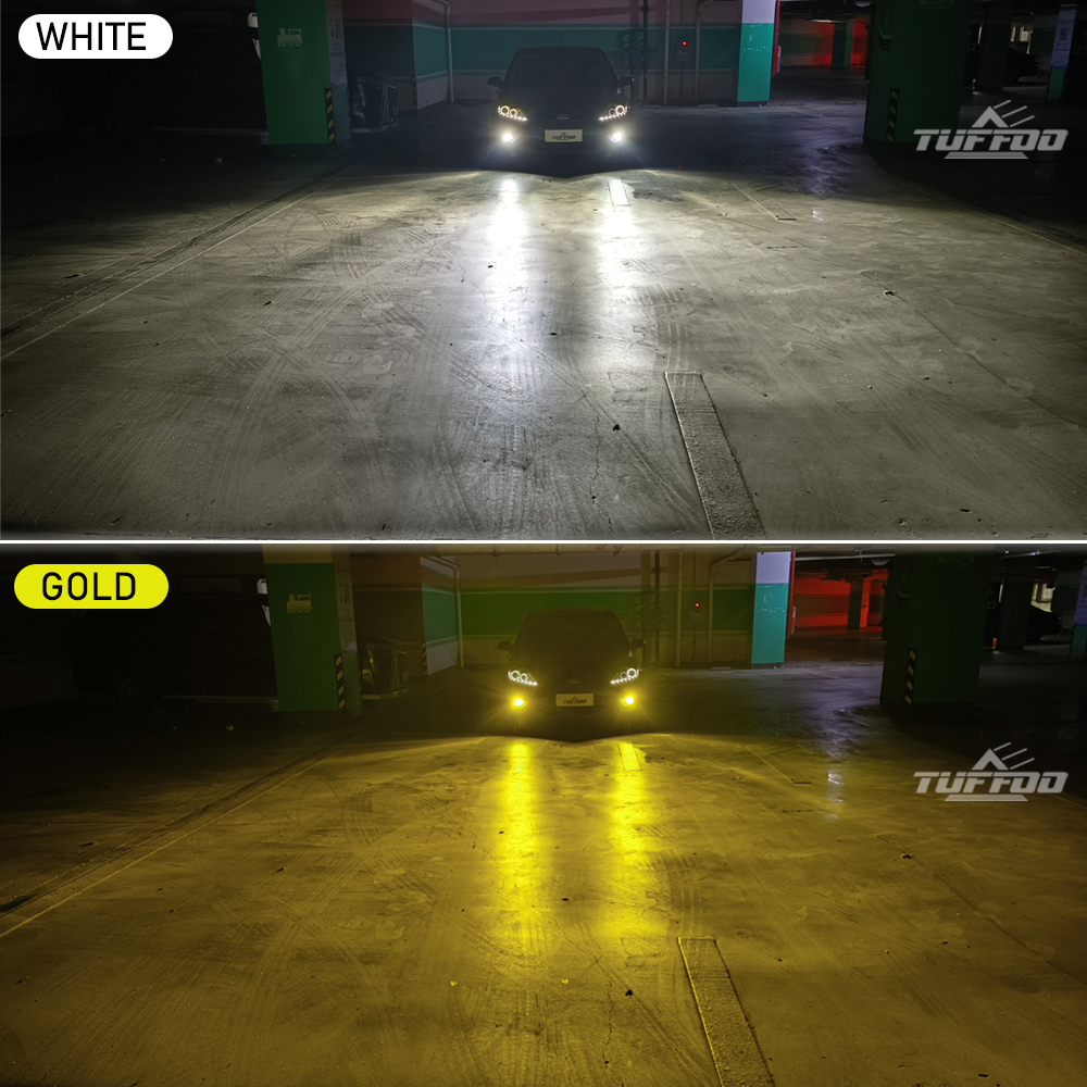 TUFFOO 1Pair 【T52】2 Color Car LED Fog light Bulb 110W 20000LM H11/H8 ...