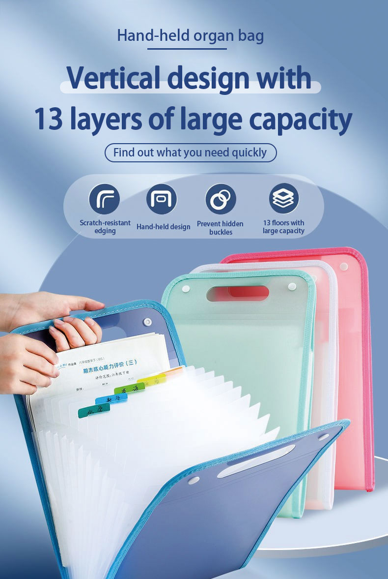 13-Layer Handle Folder Long File Organizer Expanding File Folder ...
