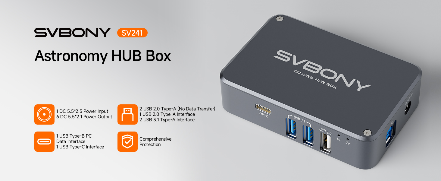 SVBONY SV241 Portable Astronomy Pocket HUB Box USB & Type-C Multi-Port ...