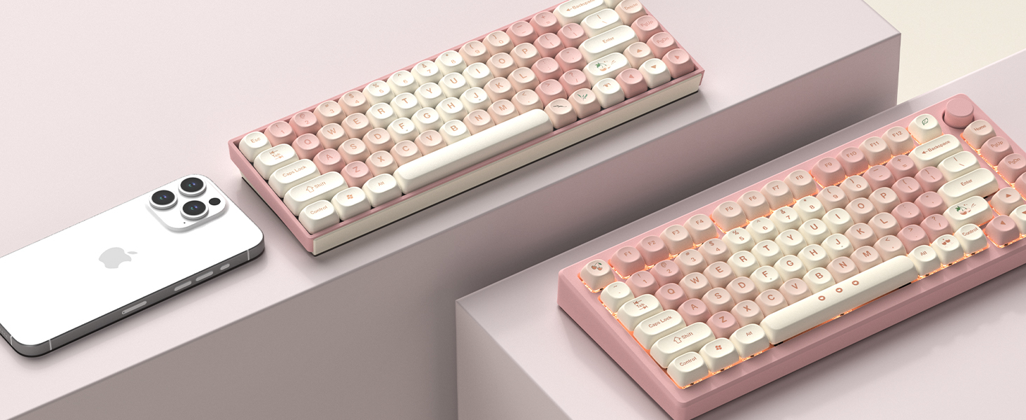WOMIER 143 Keys Pink Cherry MOA Profile PBT Keycaps Dye Sub Customs Key ...