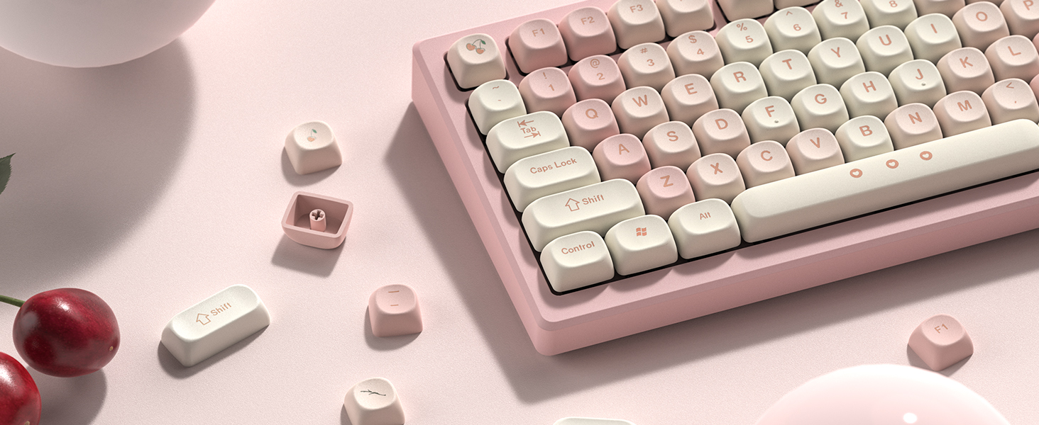 WOMIER 143 Keys Pink Cherry MOA Profile PBT Keycaps Dye Sub Customs Key ...