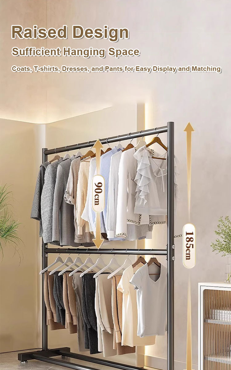 2 Layer Clothes Rack Clothes Hanger Drying Rack Metal For Bedroom ...