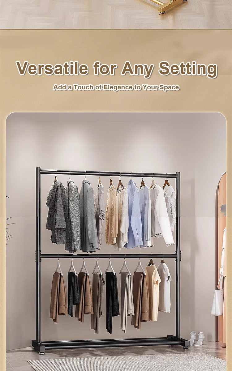 2 Layer Clothes Rack Clothes Hanger Drying Rack Metal For Bedroom ...