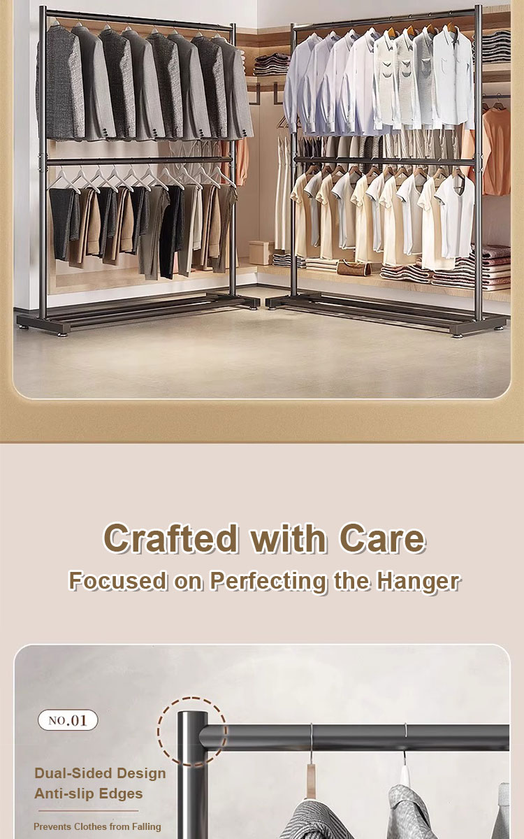 2 Layer Clothes Rack Clothes Hanger Drying Rack Metal For Bedroom ...