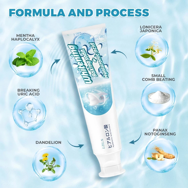 Whitening Toothpaste Baking Soda Hyaluronic Peppermint Food Graded Dual ...